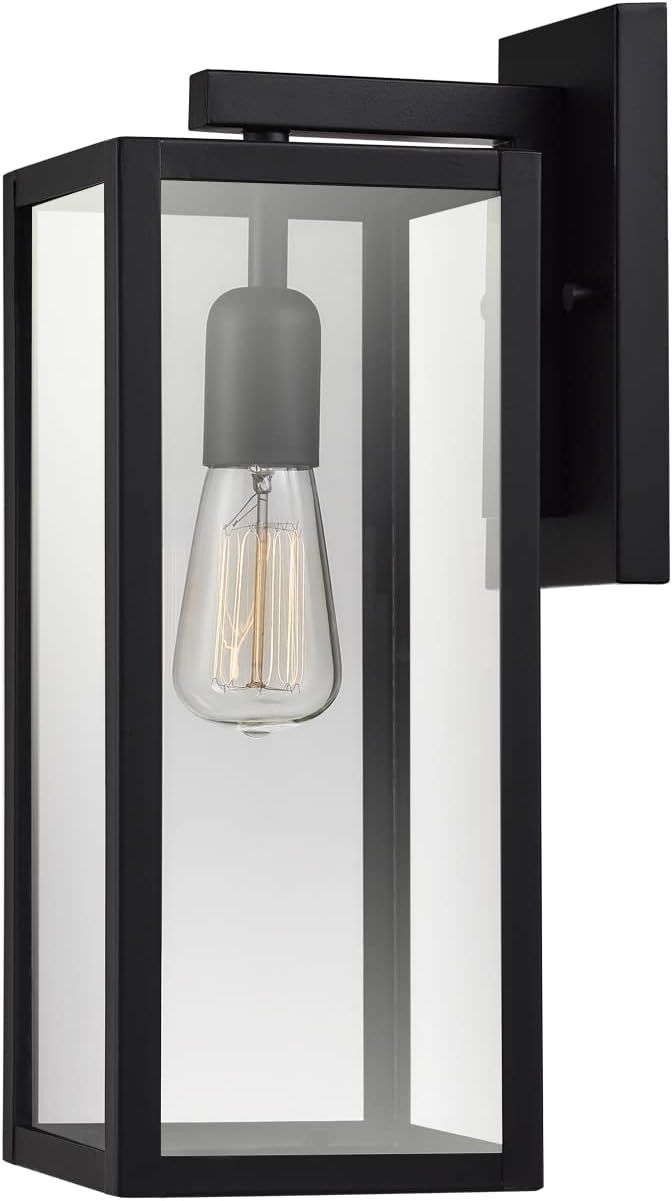 Globe Electric 44176 1-Light Outdoor Indoor Wall Sconce, Matte Black, Glass Panes, Weather Resist... | Amazon (US)