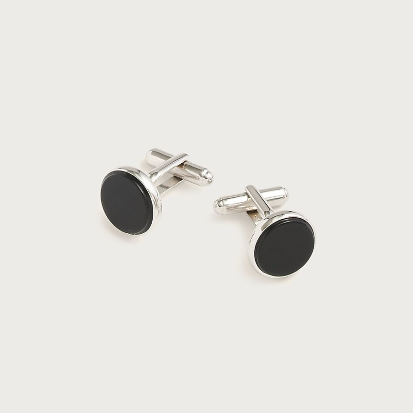 Black onyx sterling silver rounded cuff links | J. Crew US