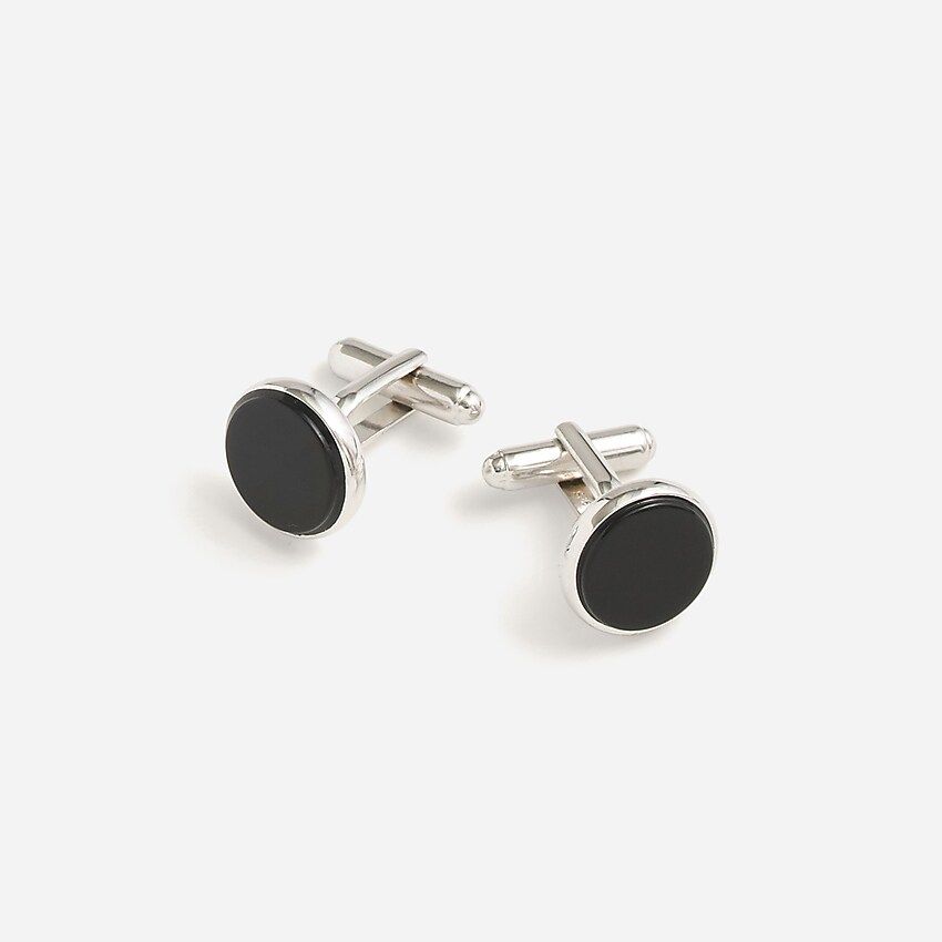 Black onyx sterling silver rounded cuff links | J.Crew US