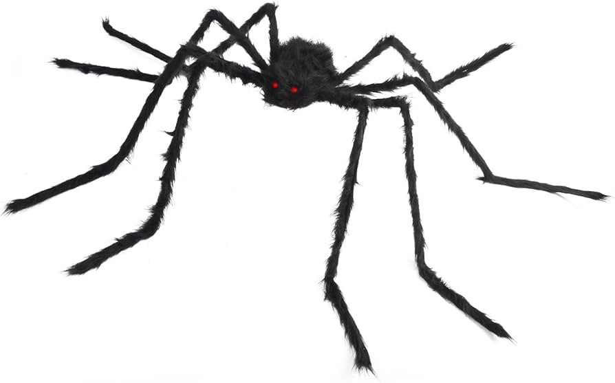FINGOOO Halloween Decorations Outdoor, 59'' Giant Spider Hairy Fake Halloween Spiders Props with ... | Amazon (UK)