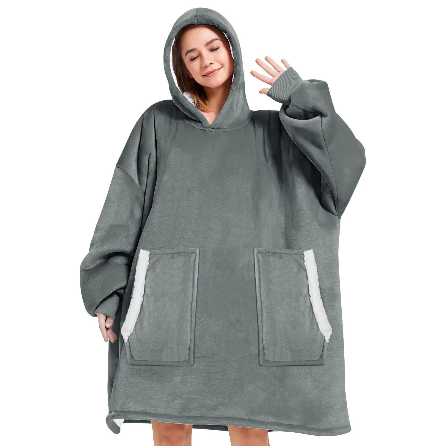 Livhil Wearable Blanket Hoodie , Oversized Sherpa Blanket Hoodie Sweatshirt Cute Hoodie for Adult... | Walmart (US)