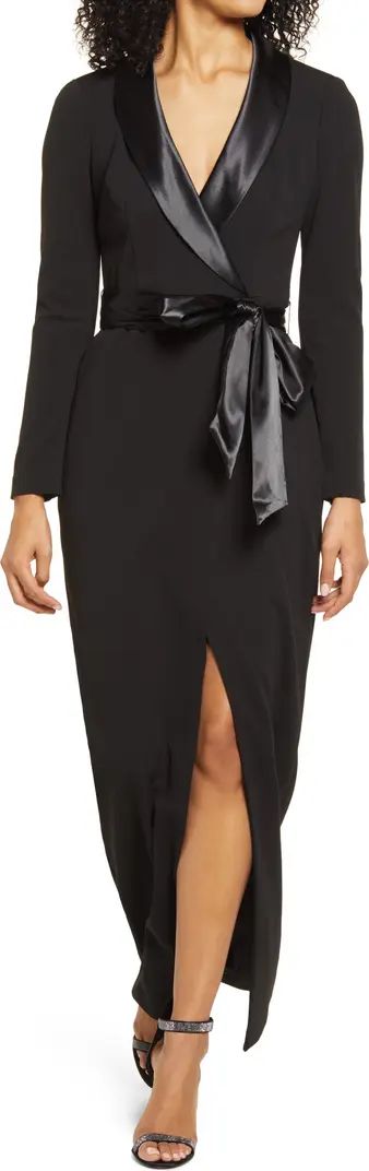 Eliza J Long Sleeve Tuxedo Gown | Nordstrom | Nordstrom