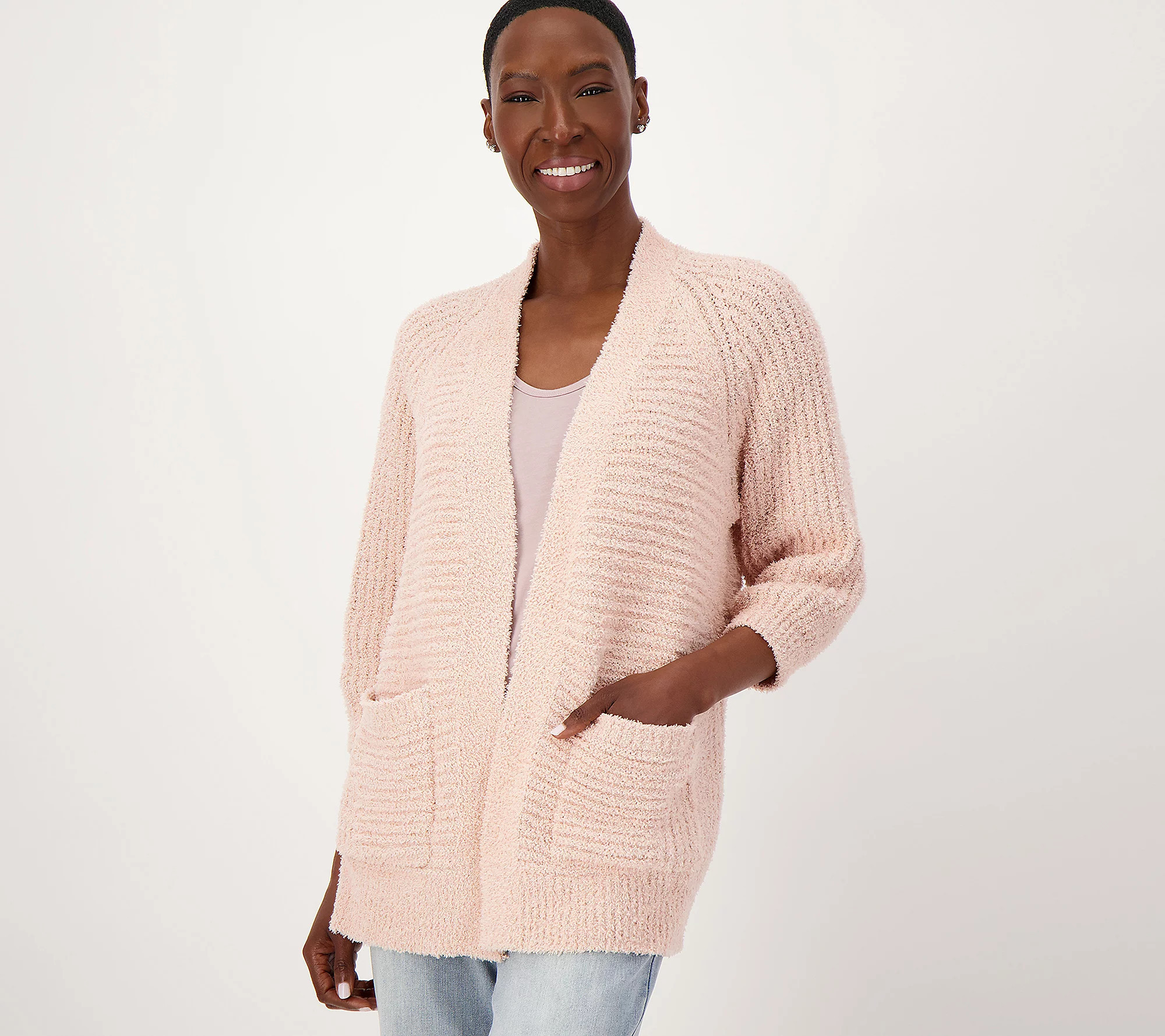 As Is Barefoot Dreams CozyTwist Open Front Cardigan | QVC