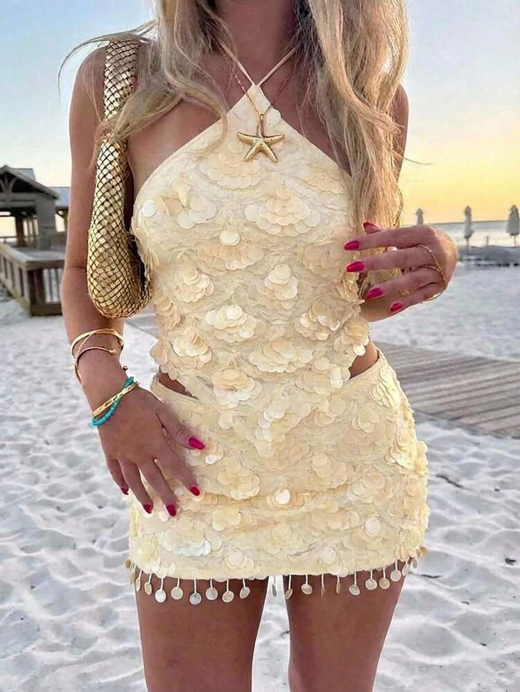 Aloruh Women's Low Waist Fitted Sequin Christmas & Halloween Party Mini Skirt, Autumn/Winter | SHEIN