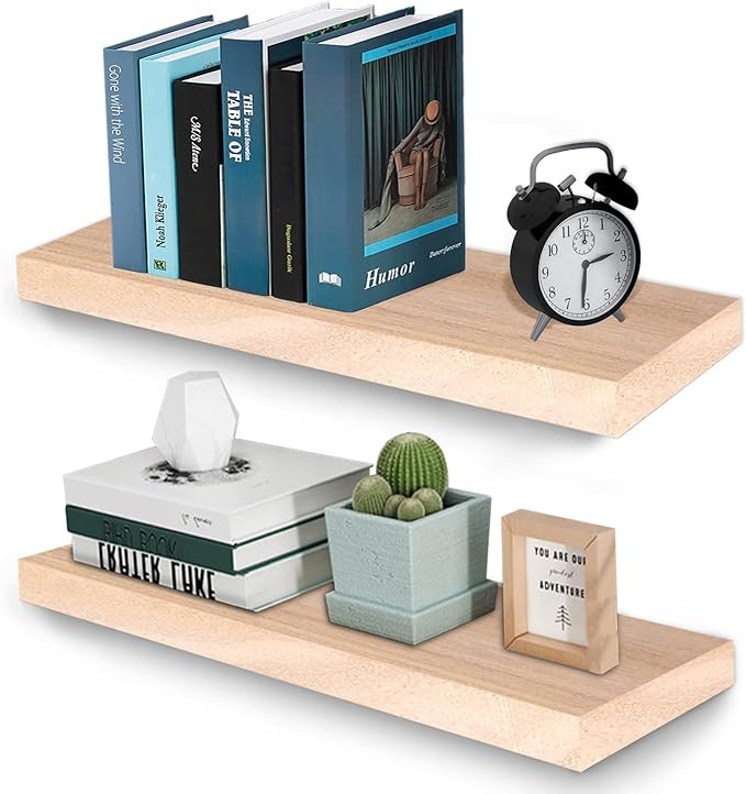 Floating Shelves for Wall Decor, Bedroom Bathroom Storage Wood Shelf, Farmhouse Rustic Home Kitch... | Amazon (US)