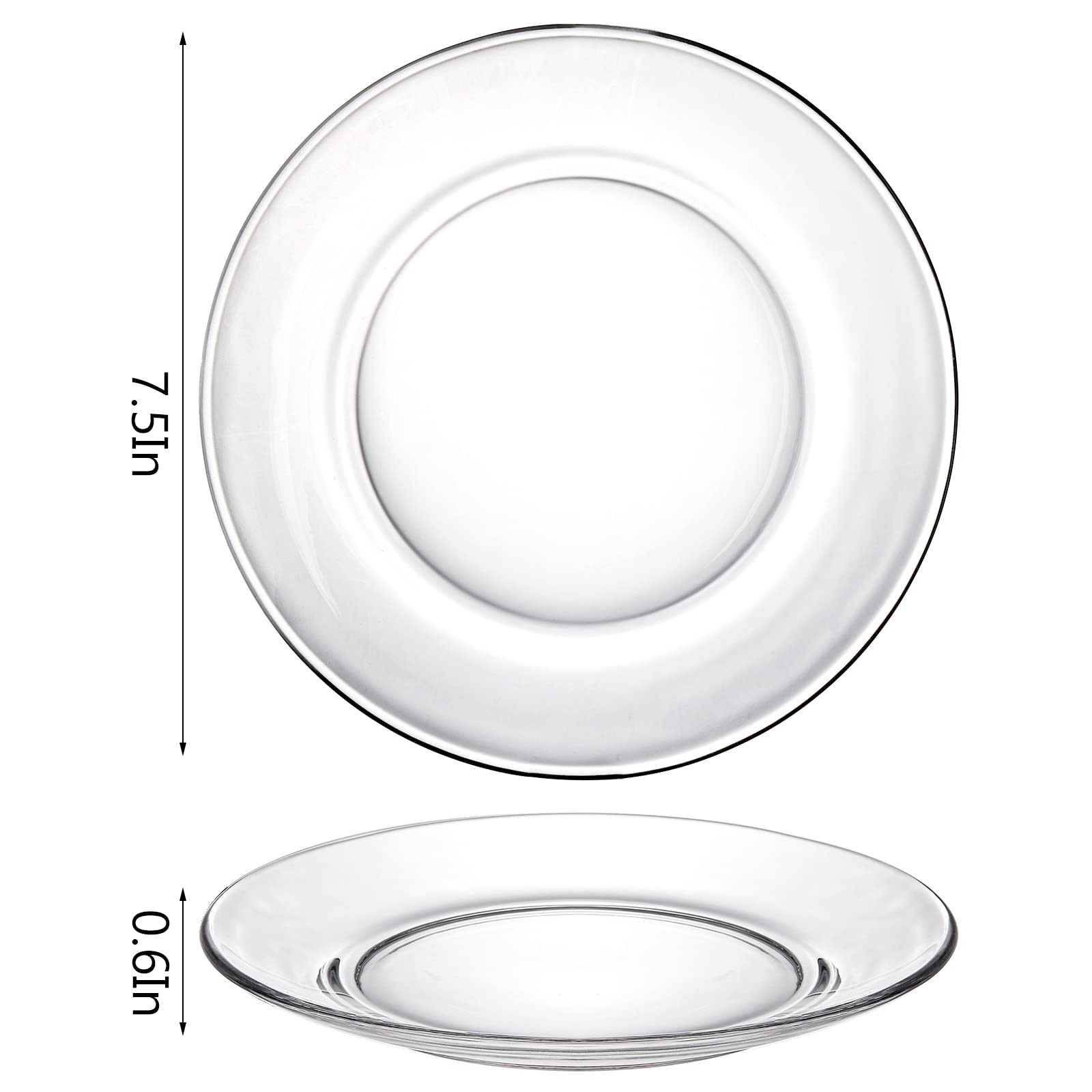 WUWEOT 8 Pack Glass Dessert Plates, 7.5" Clear Salad and Appetizer Plates, Snack Fruit Dinner Ser... | Amazon (US)