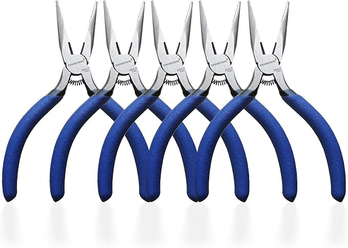Mini Needle Nose Pliers 5"-5 Pack KAIHAOWIN Small Long Nose Pliers with Wire Cutters, Spring Load... | Amazon (US)