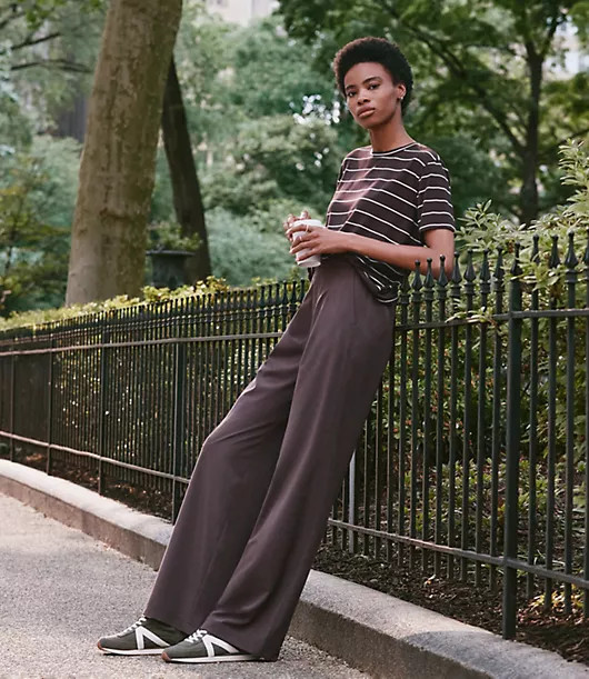 Loft Lou & Grey Wanderweave Wide Leg Trousers | LOFT