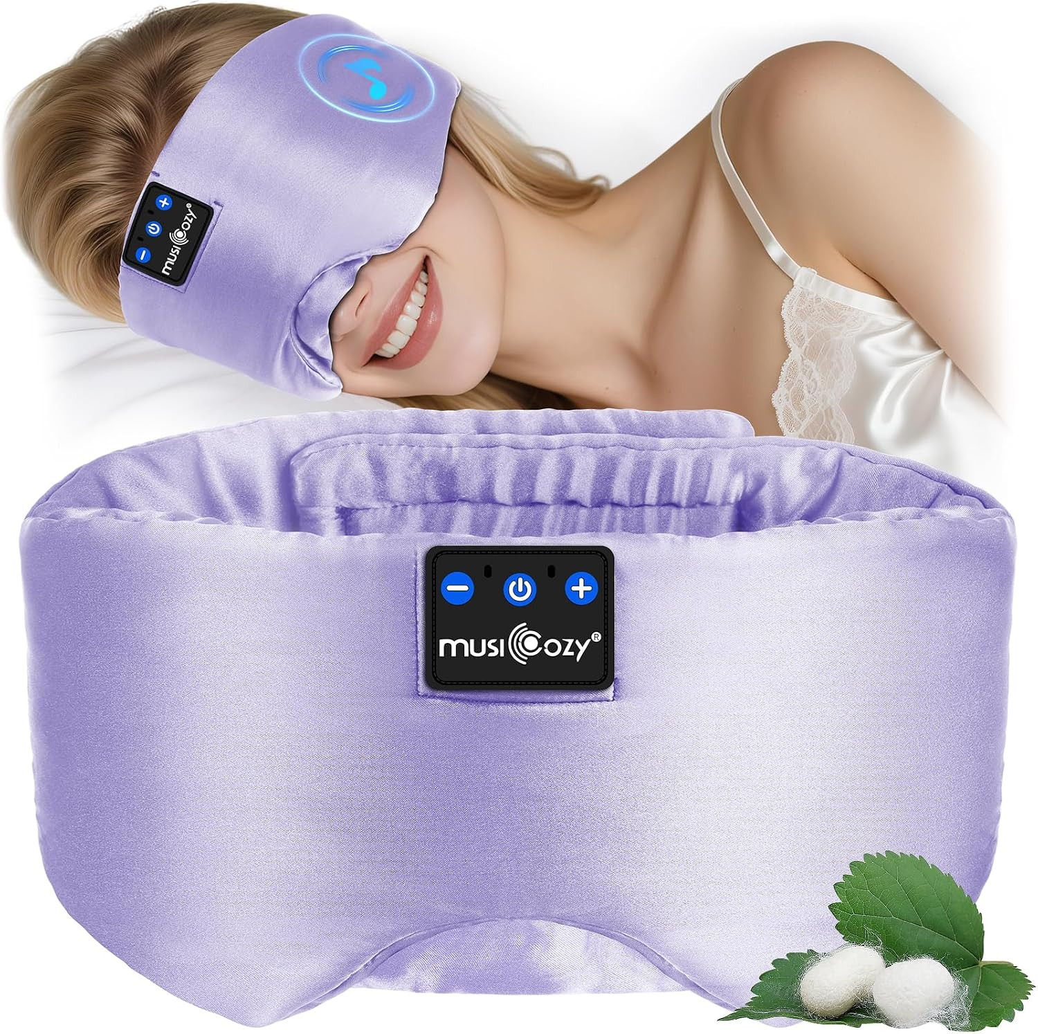 MUSICOZY Sleep Mask Headphones,100% Natural Mulberry Silk Eye Mask with Bluetooth Headphones for ... | Amazon (UK)