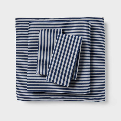 Full Jersey Sheet Set Navy Striped - Room Essentials™ | Target