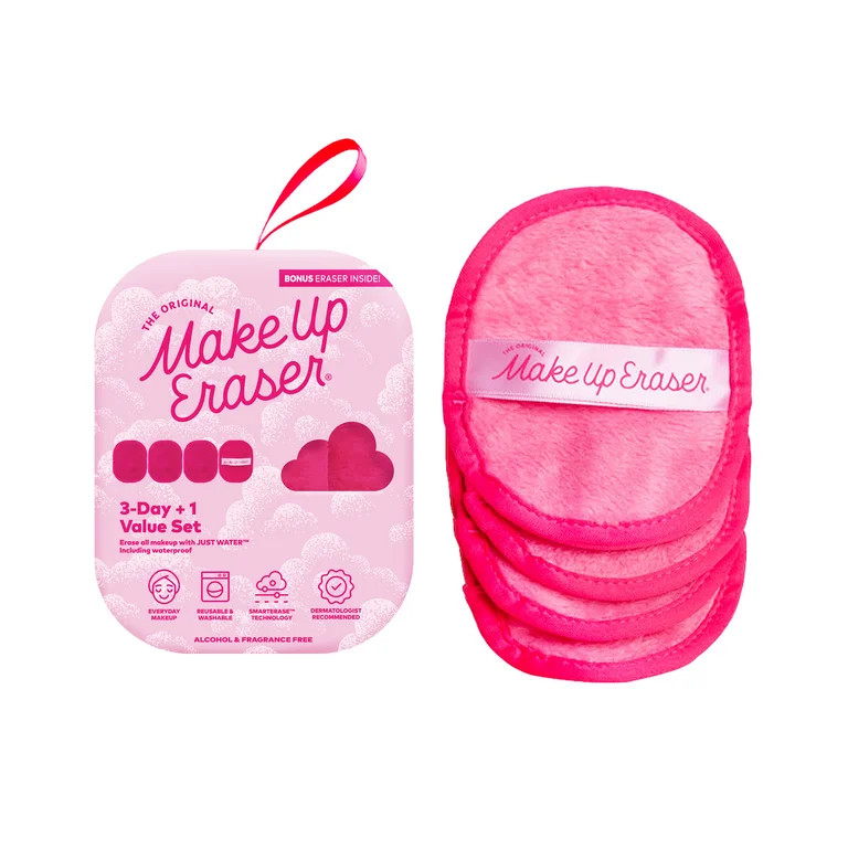 The Original MakeUp Eraser, Pink 3-Day Set + Bonus Makeup Eraser Reusable Cloths | Walmart (US)