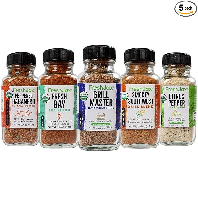 FreshJax Grill Seasoning Gift Set | Pack of 5 Organic Grilling Spices | Grilling Gifts for Men | ... | Amazon (US)