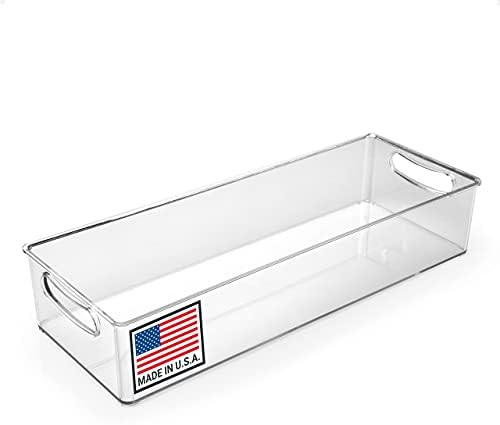 Pikanty - 15-Inch Refrigerator Organizer Bin with Handles - Clear Plastic Storage for Fridge, Pan... | Amazon (US)