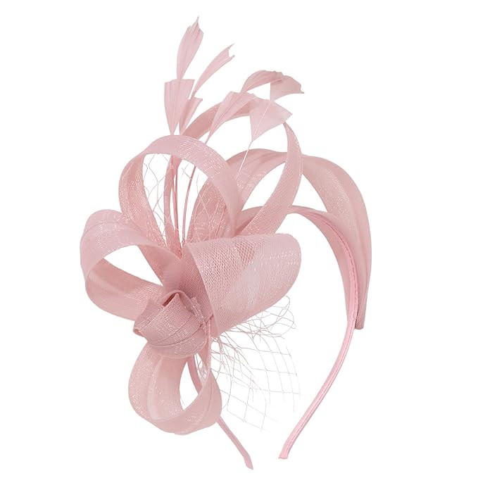 Fascinators Hats Headband with Clips Feather Pink Tea Party Derby Hats Dress 1920s Dresses Headpi... | Amazon (US)