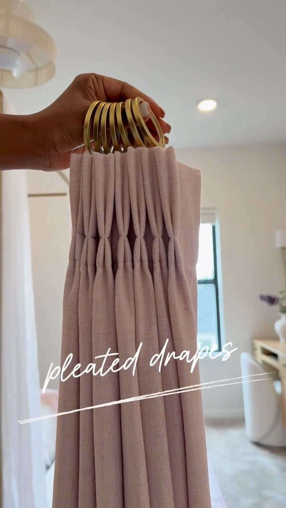 I finally got around to doing my daughter Michelle's room, and I'm absolutely in love with how her drapes turned out 👌🏾…..I've also got the same drapes in our guest room and great room.

Like many of you, I received a hefty quote for drapes a few years ago - 10K to be exact…..and that was just for three windows. 😅 I mean, who doesn't love the look of custom drapes? I particularly love the pinch pleat - it's my favorite. 😍 

One thing to keep in mind with this system is that you'll need to account for roughly 6 inches of slack. 🤎 So if your ceiling height is 108 inches, you'll need to order 102-inch drapes if you want to hang the rod at the very top and have the drapes "kiss" the floor. Thanks to hubby for helping me figure out precision & measurements. Shop now and  transform your home.#LTKStyleTip 

#LTKSaleAlert #LTKHome