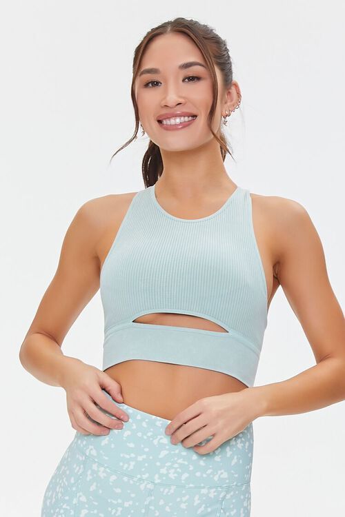 Seamless Thick Ribbed Cutout Sports Bra | Forever 21 (US)