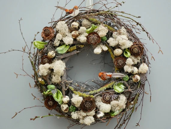 Easter Wreath, Spring wreath Spring decoration, Natural wreath,Moss wreath Rustic decoration,Wrea... | Etsy (US)