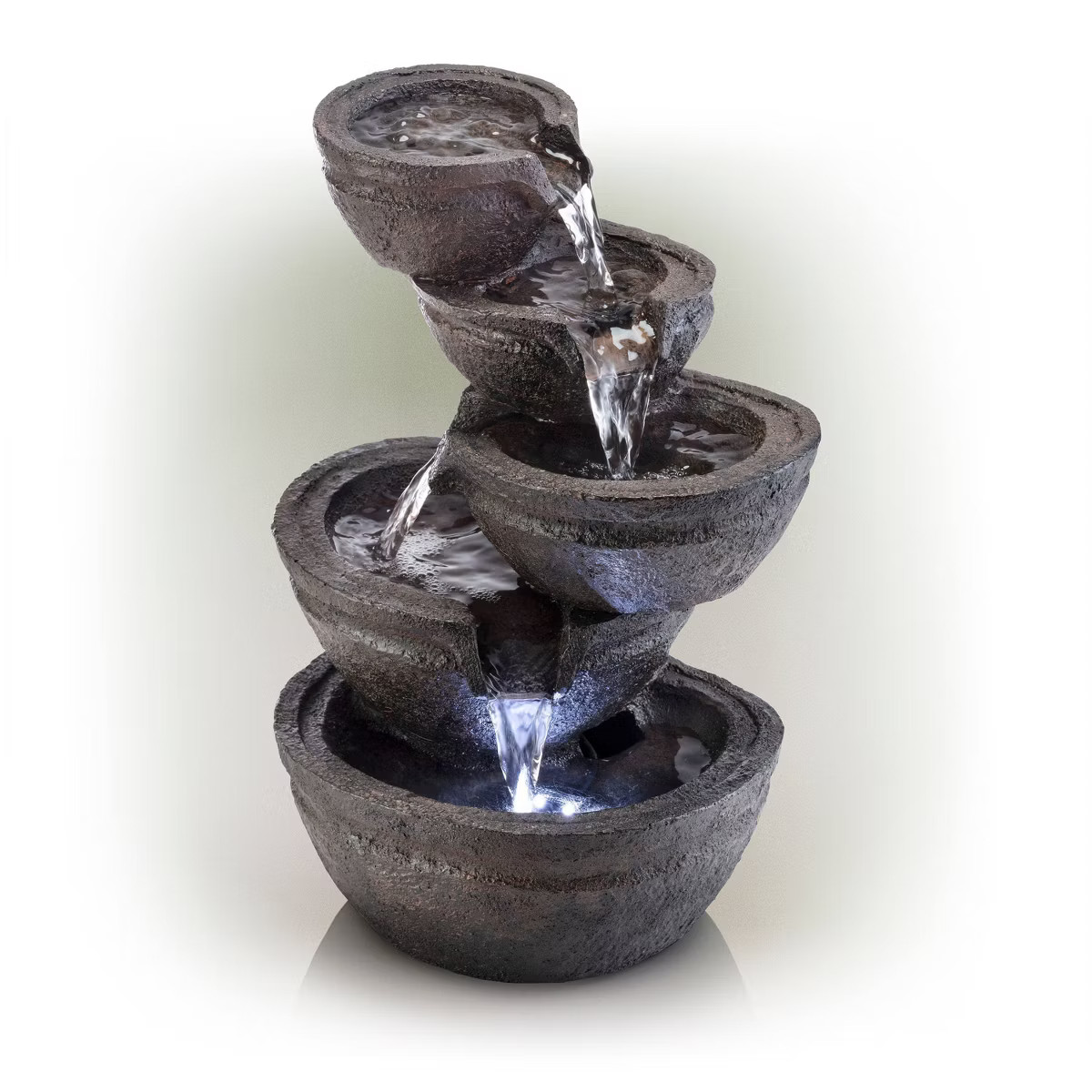 Alpine 13" Tiering Bowls Tabletop Fountain with LED Lights Gray | Target