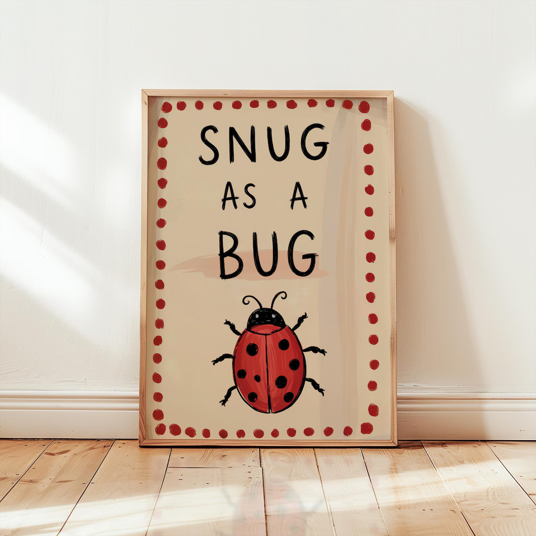 Snug as a Bug Print | Woodland Nursery Decor | Insect Print | Kids Playroom Decor | Baby Shower G... | Etsy (US)