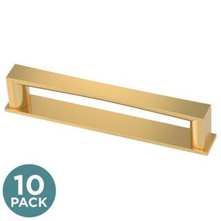 Liberty (10-Pack) Geometric Square Backplate 3 in. (76 mm) Modern Brushed Gold Cabinet Handle Dra... | The Home Depot
