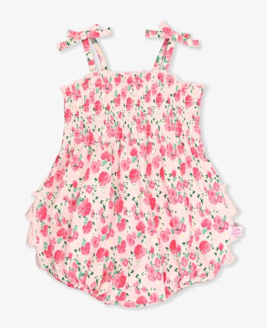 Ruched Tie Bubble Romper | RuffleButts / RuggedButts