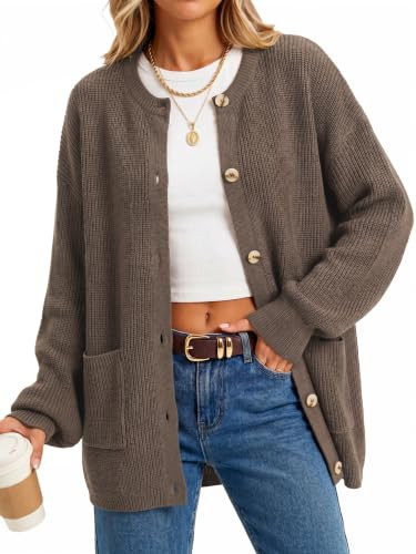 Arach&Cloz Women's Wool Blend Oversized Long Cardigan Sweaters Coffee XL | Amazon (US)