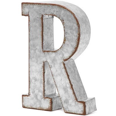 Bright Creations Galvanized Metal Silver Decorative Letters R Alphabet Sign for Home Wall Decor | Target