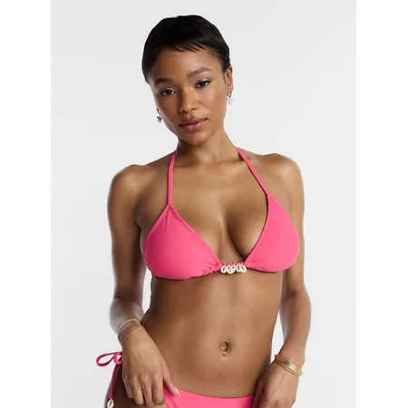 Hot Girl Summer by Megan Thee Stallion Women’s and Women's Plus Bubblegum Hottie Shell Triangle Bikini Top, Sizes XS-3X | Walmart (US)