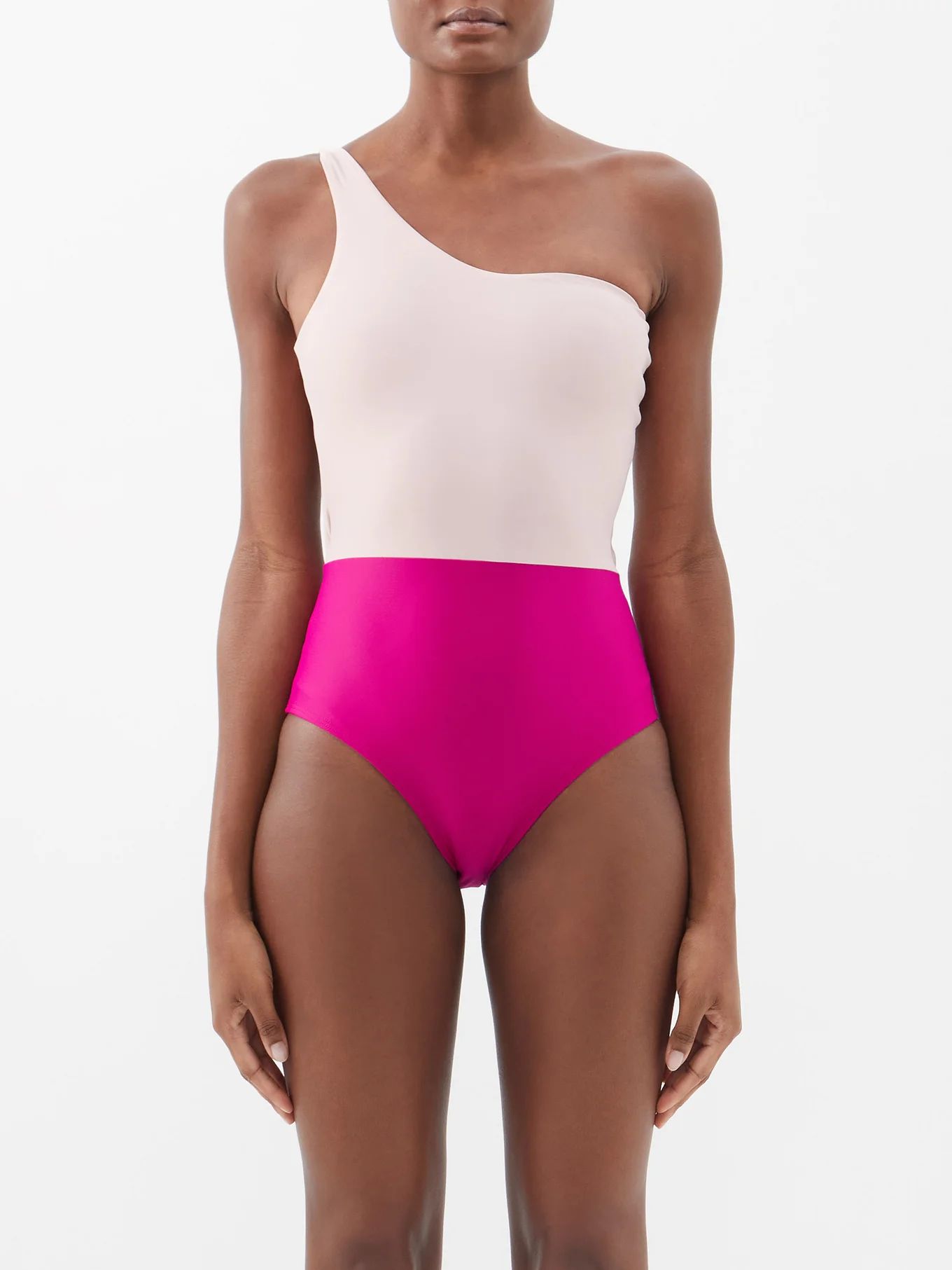 Ines one-shoulder bi-colour swimsuit | Matches (US)