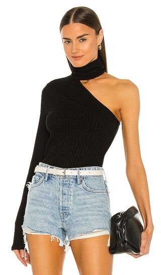 Framed Rib Carved Turtleneck in Black | Revolve Clothing (Global)