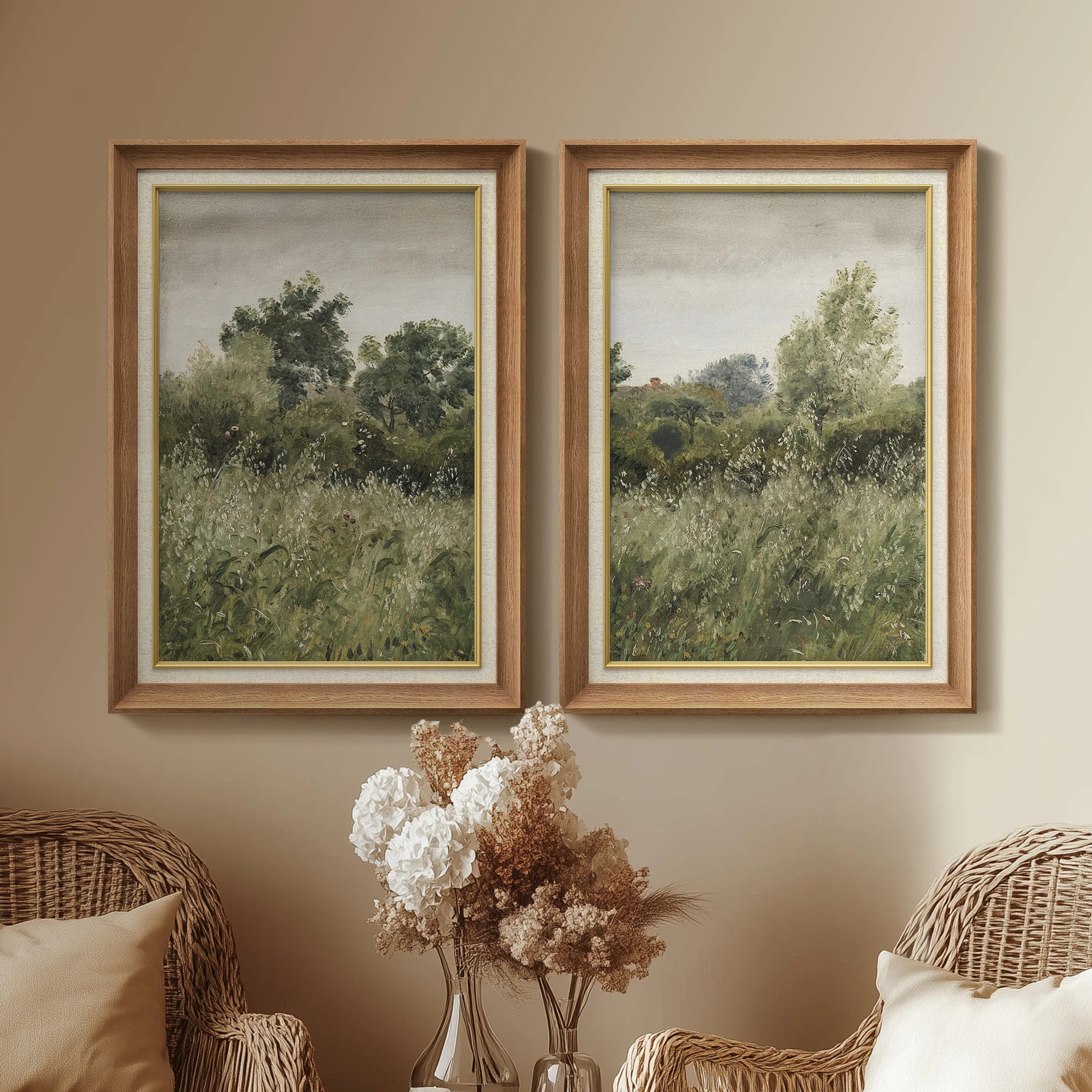 Set of 2 Premium Framed Art Artworks on Premium Canvas with 26"x36" Frame (Set of 2) | Wayfair North America