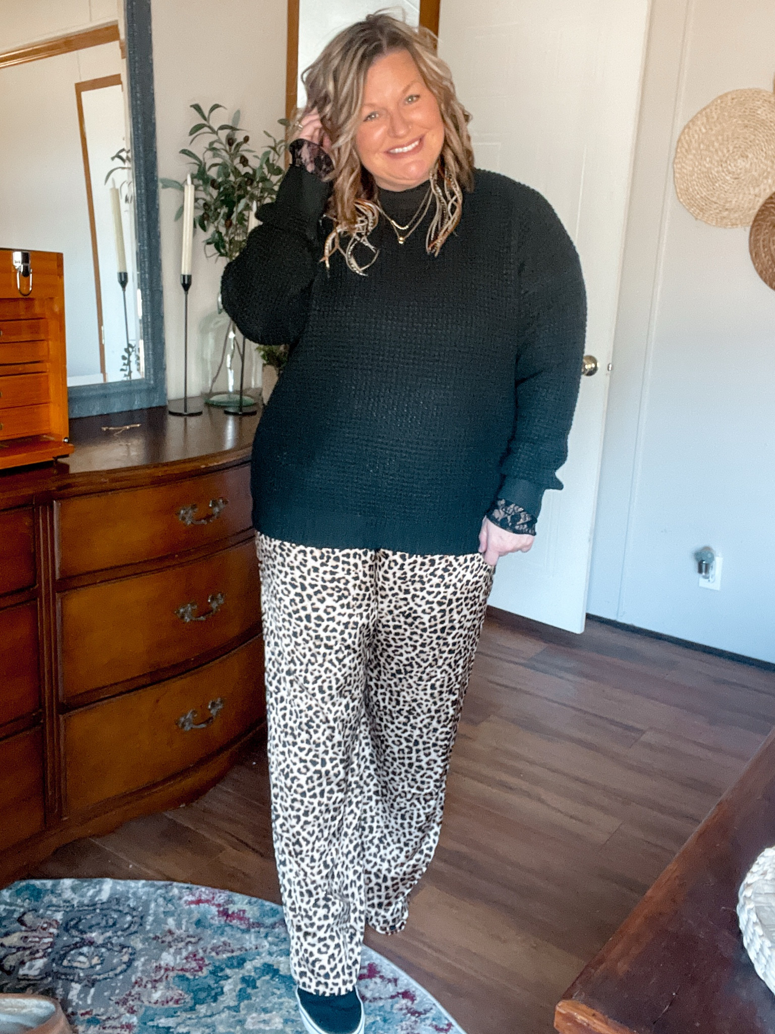Leopard print and dressy comfy—proving that midsize fashion is just as fierce! 🐆✨ Confidence is the best accessory, but a chic and comfy outfit definitely helps.

‘Clothe yourselves with compassion, kindness, humility, gentleness, and patience.’ – Colossians 3:12 💖

#OOTD #MidsizeStyle #LeopardLove #DressyAndComfy #EffortlessFashion

Would you like ideas for hashtags tailored to midsize fashion?

#LTKOver40 #LTKMidsize #LTKStyleTip