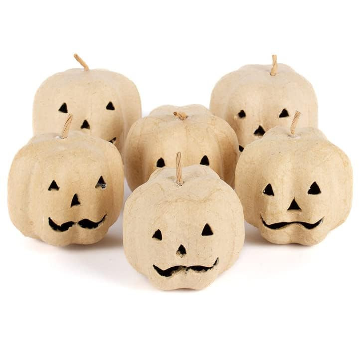 Factory Direct Craft Pack of 6 Paper Mache Jack O' Lantern Pumpkins - Small Papier Mache Carved F... | Amazon (US)