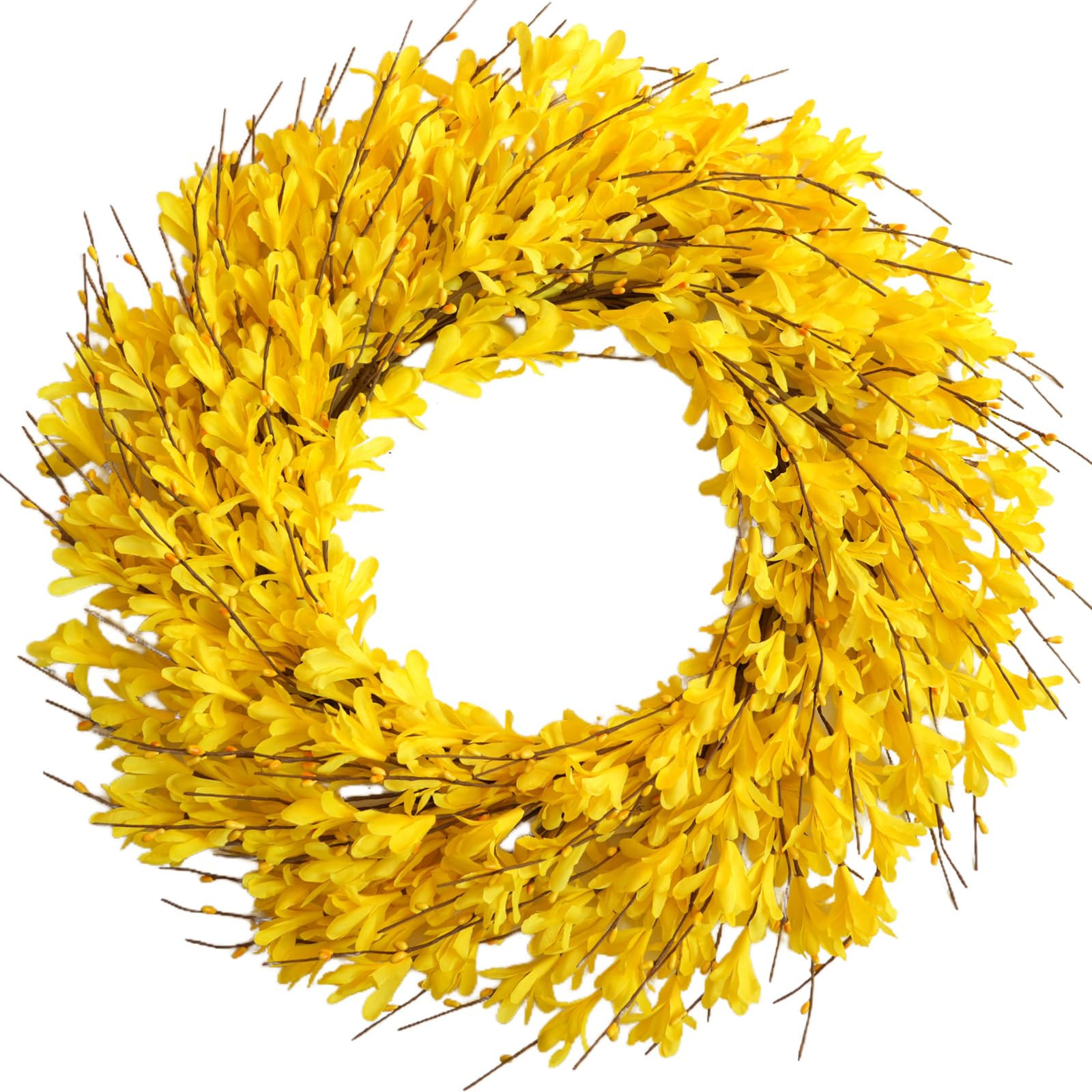 Bibelot 22inch Artificial Forsythia Flower Wreaths Spring Summer Fall Wreath Silk Leaves Wreath f... | Amazon (US)