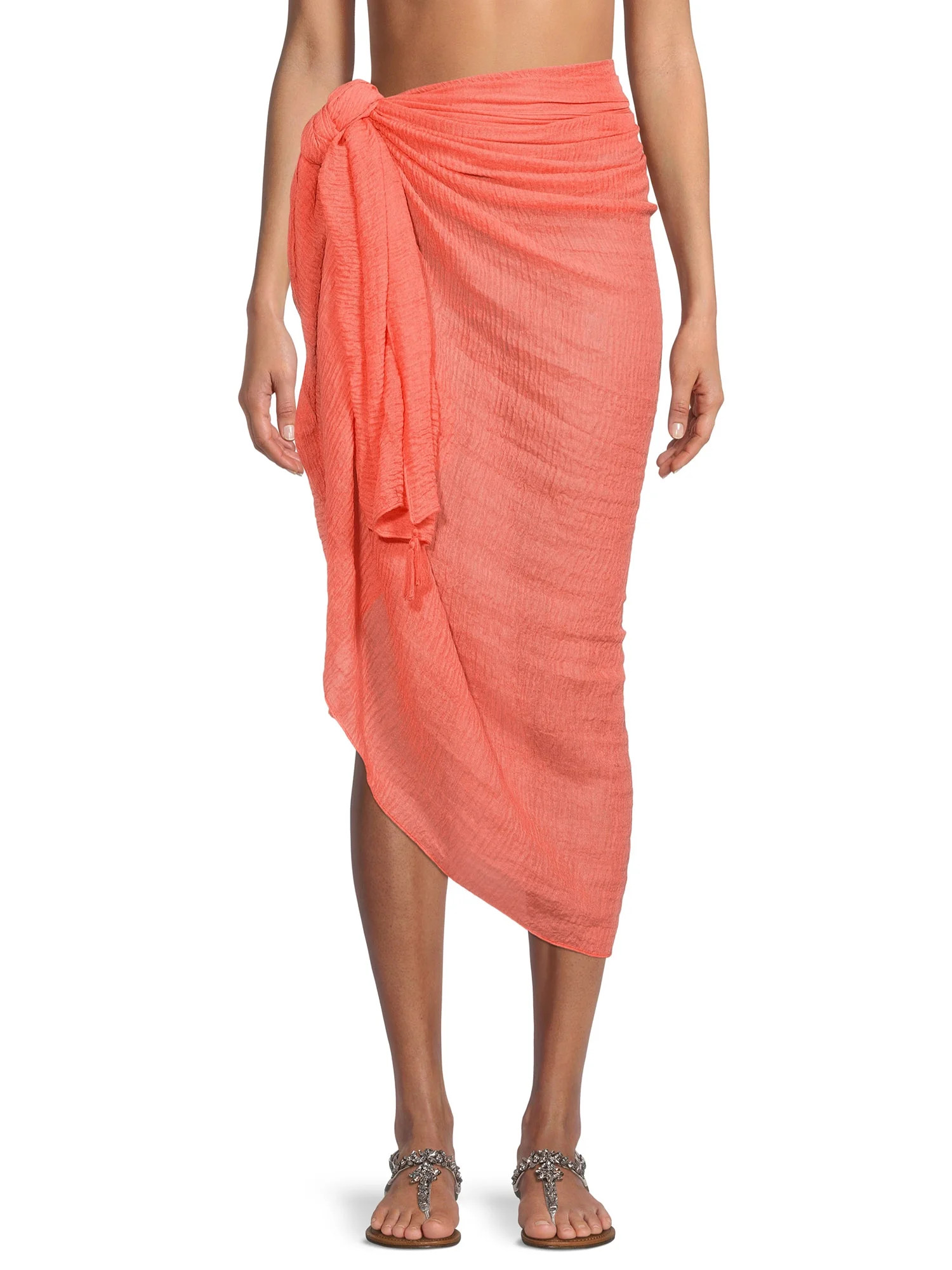 Time & Tru Women’s TT Pareo Swimwear Cover-up, Multi-use Wrap for Women, Beach Wrap | Walmart (US)