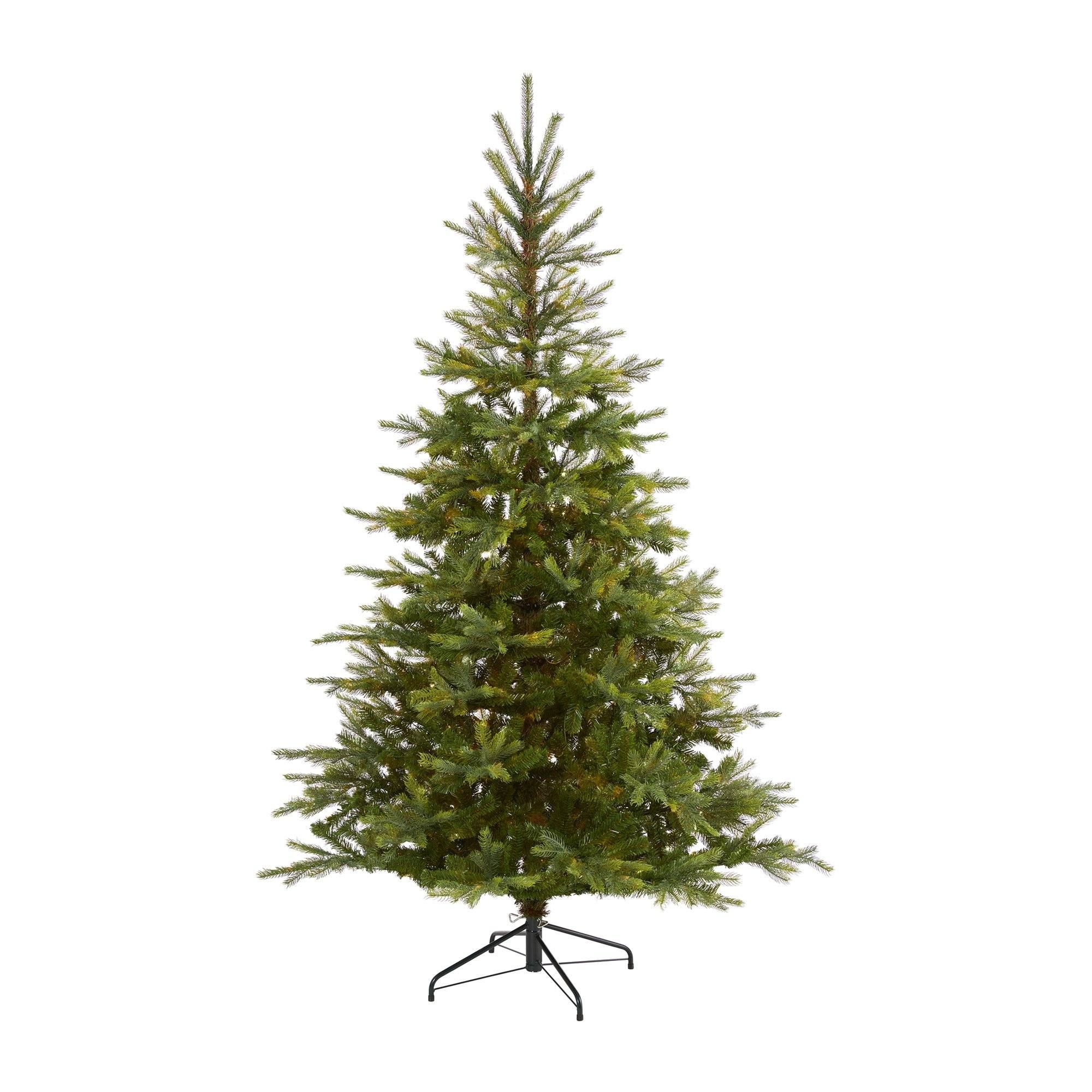 7’ North Carolina Spruce Artificial Christmas Tree with 931 Bendable Branches | Nearly Natural