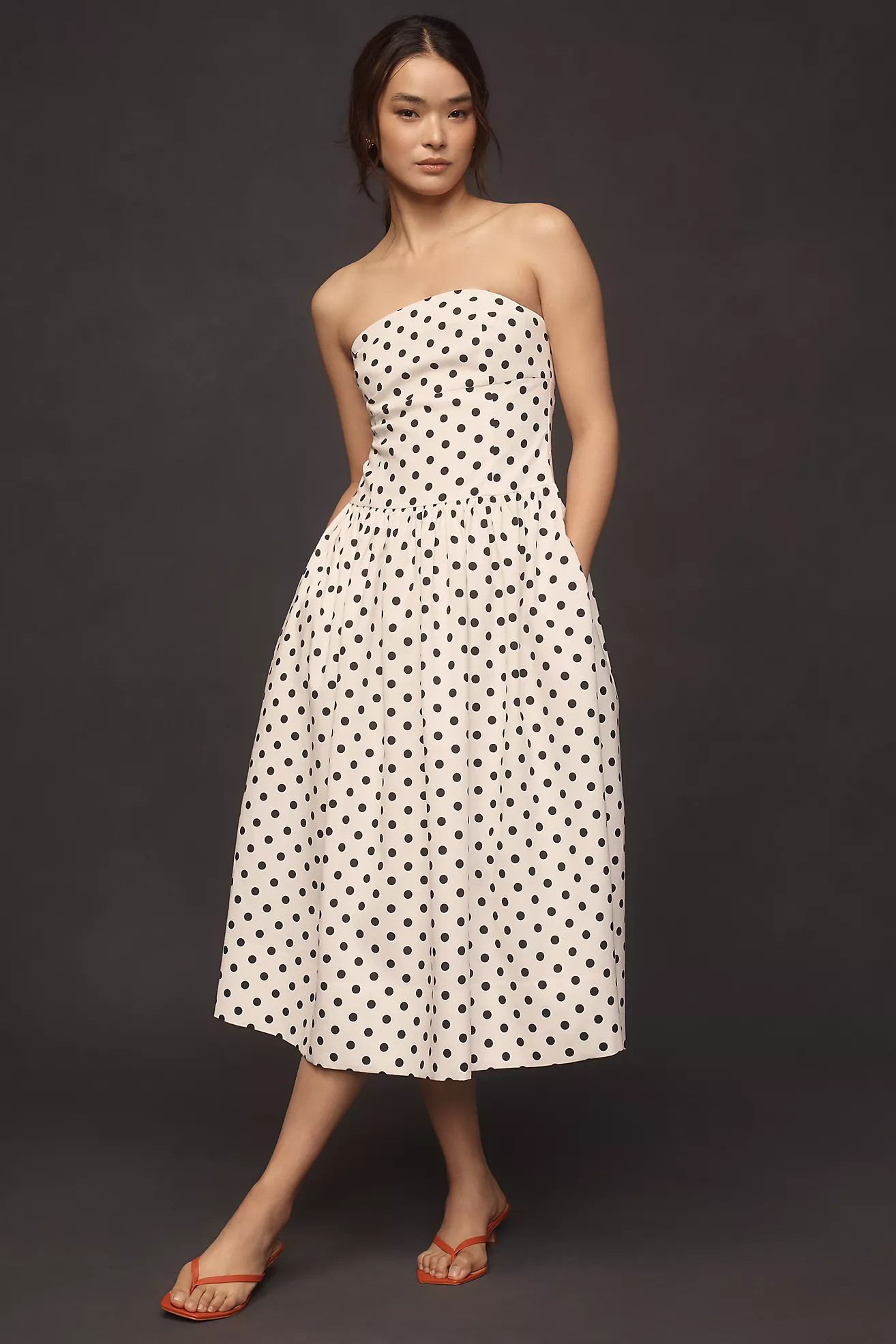 Endless Rose Strapless Drop-Waist A-Line Midi Dress | Anthropologie (US)