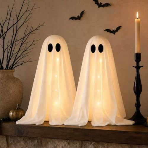 Halloween Decorations -2 Packs Spooky Light Up Ghosts with Lights | Amazon (US)