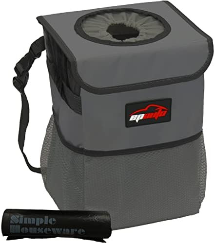 EPAuto Waterproof Car Trash Can with Lid and Storage Pockets, Dark Grey | Amazon (US)