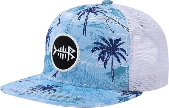 BASSDASH Flat Brim Trucker Cap Adjustable Snapback Hat Mesh Back for Men Women | Amazon (US)