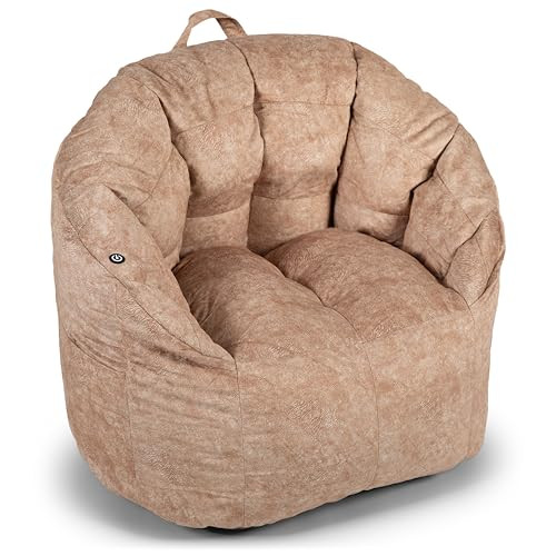 Big Joe Milano w/ Vibe Vibrating Massage Bean Bag Chair for Kids, Teens, Adults, Caribou Hyde, Vegan Suede, Lightweight Seat for Reading Nook and Gaming, 2.5 foot Refillable | Amazon (US)
