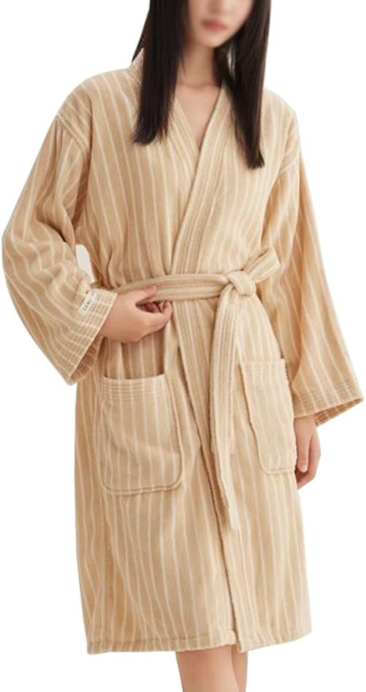 Cotton Terry Stripe Bathrobe For Women And Men,Luxury Kimono Soft Terry Cloth Robe,Comfortable Lo... | Amazon (US)
