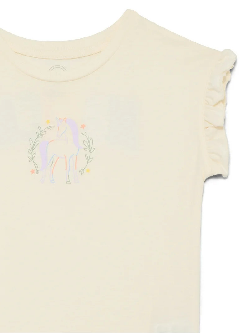 Wonder Nation Girls Ruffle Dolman Tee, Sizes 4-10 | Walmart (US)