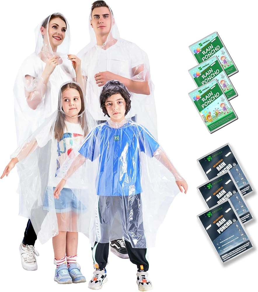 Disposable Rain Ponchos for Kids 6 Pack/Adults 10 and 6 Pack/Ponchos Family 6 Pack Extra Thicker ... | Amazon (US)