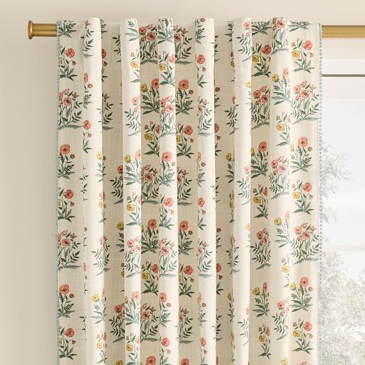 Pink Chicken Poppy Floral Blackout Curtain | West Elm (US)