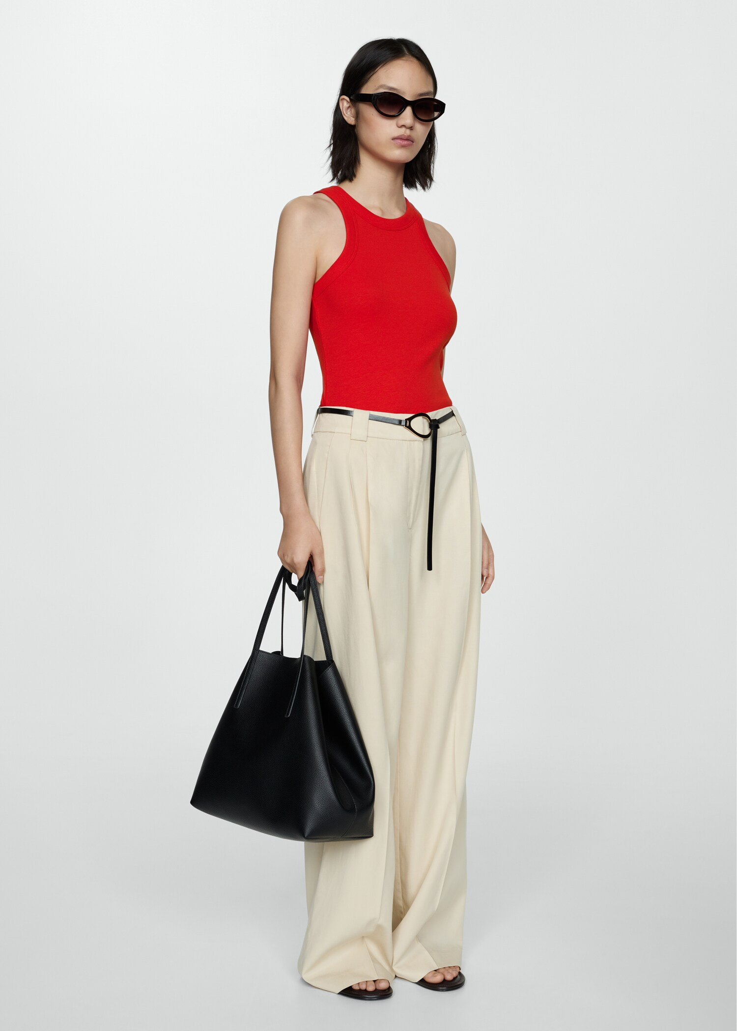 Ribbed cotton-blend top | MANGO (US)