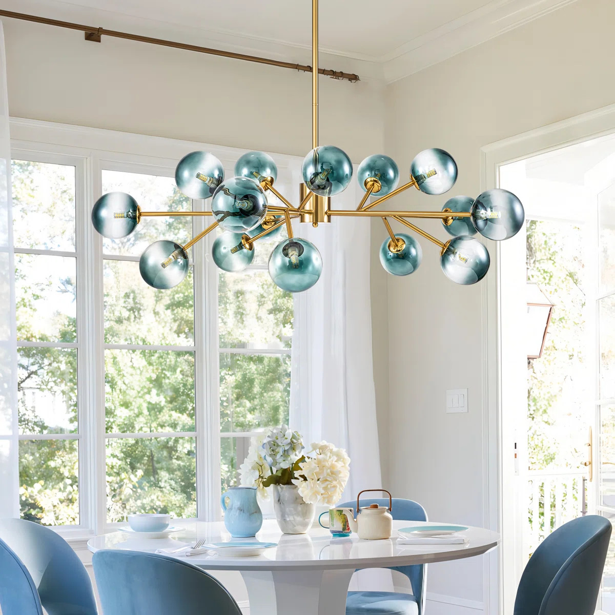 Burness 15 - Light Sputnik Modern Linear Modern Glass Bubble Dining  Chandelier | Wayfair North America