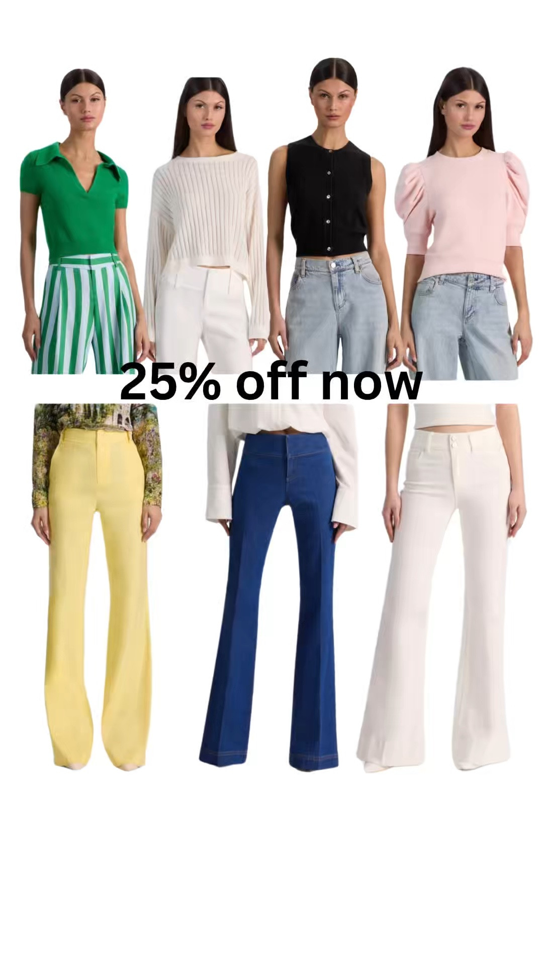 Sale at @Alice + Olivia thru EOD 5/10 I wear my true size in their denim and pants- sz 27. I wear so M in tops bc I don’t like it to pull on my shoulders or chest