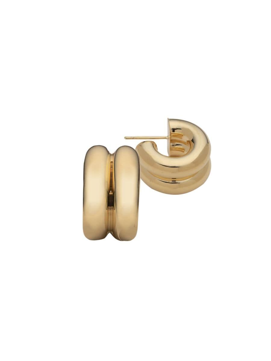 Rosie 18K-Gold-Plated Huggie Hoop Earrings | Saks Fifth Avenue
