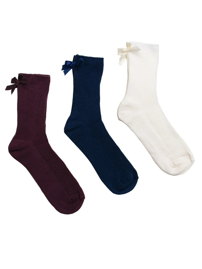 Weekend Academy Girls Bow Socks, 3-Pairs, Sizes S-L | Walmart (US)